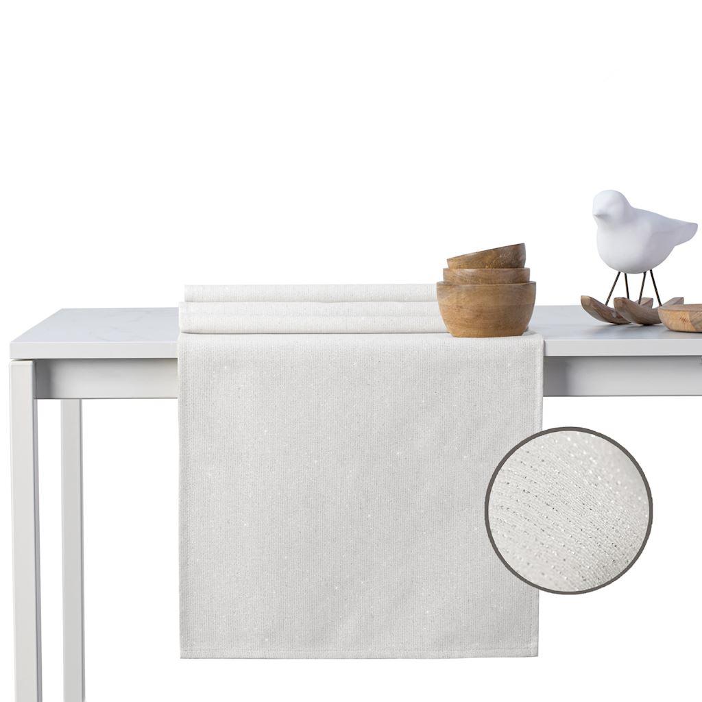 Dug sæt - DecoKing Sparkle cremefarvet, metalliseret 115×300 + bordløber 35×300