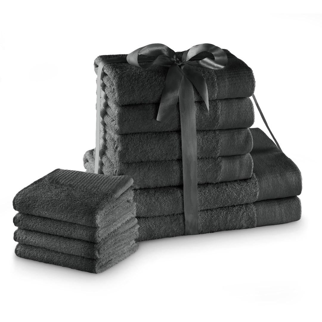Håndklædesæt AmeliaHome Amari - grafit, klassisk (10 dele) 2×70×140 + 4×50×100 + 4×30×50