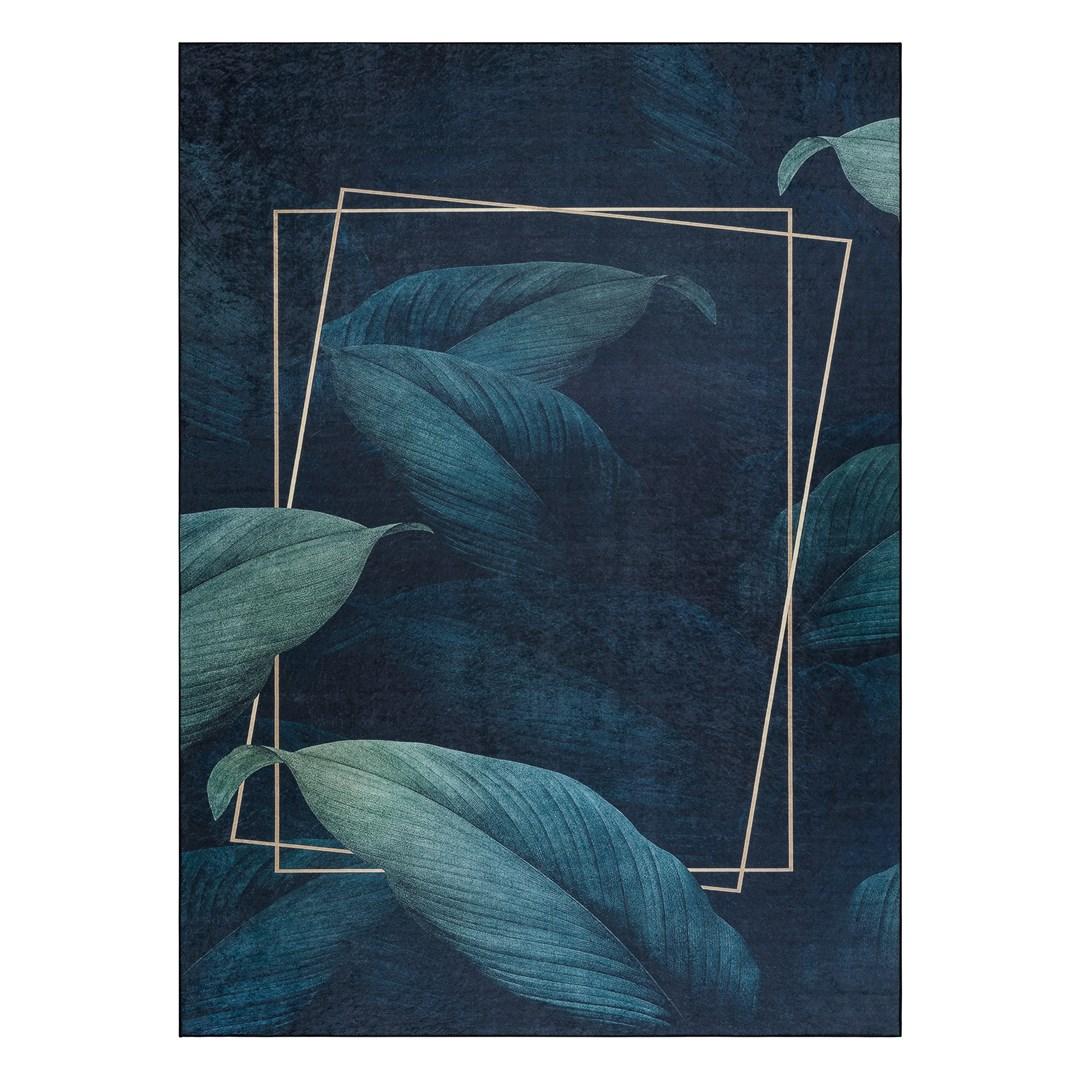 Gulvtæppe Hakano Arlen Leaves - marineblå, tropisk, 160×220 cm