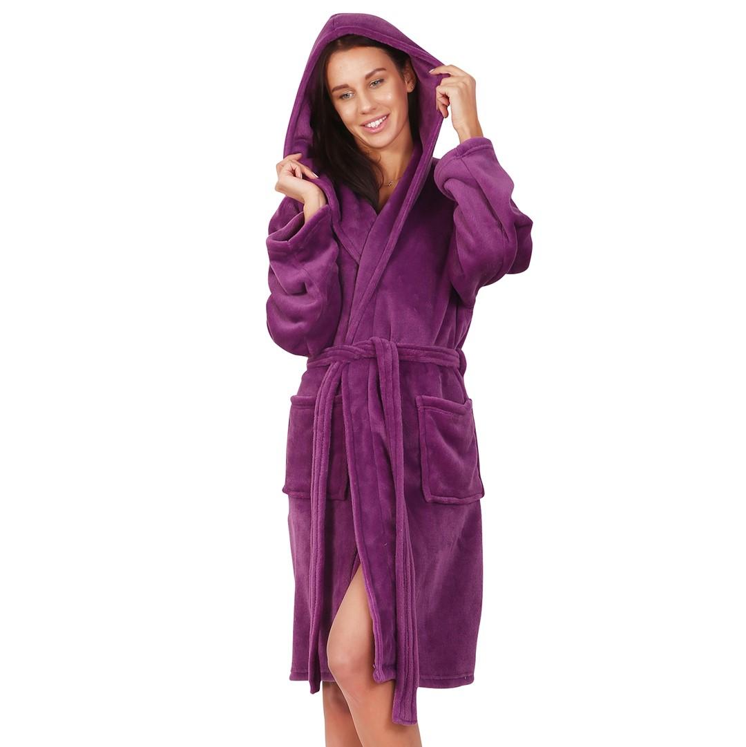 Badekåbe med hætte Robby, violet, XS