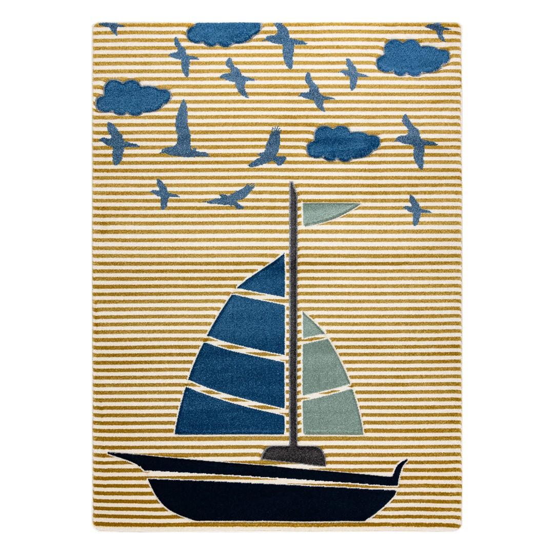 Gulvtæppe til børneværelse Hakano Tinies Sail, sennepsgul 120×170