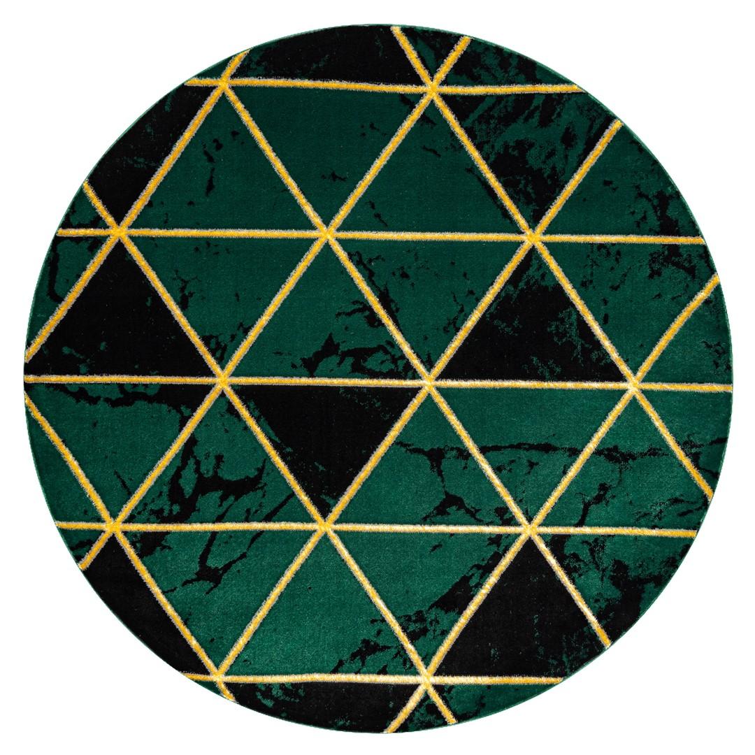 Rundt gulvtæppe Hakano Estema Marbletriangles - flaskegrøn 120 cm