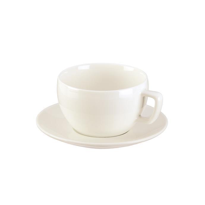 Kaffekop med underkop 300 ml - Tescoma Crema, cremefarvet porcelæn