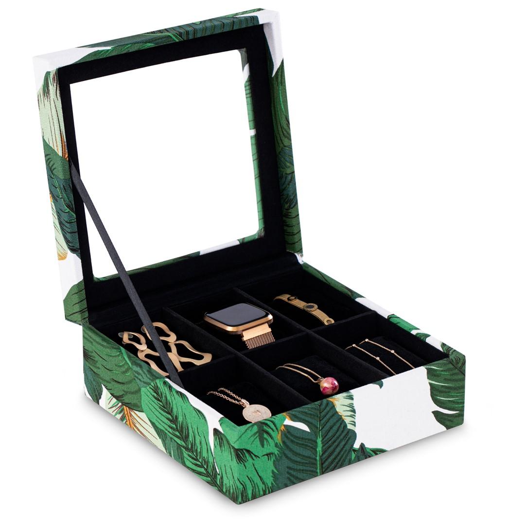 Smykke- og makeuporganizer AmeliaHome Glasen - grøn, 18 × 18 × 7 cm