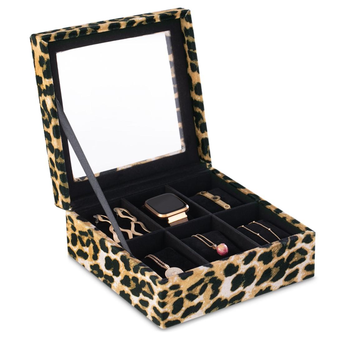 Smykke- og makeup organizer med glaslåg - AmeliaHome Glasen, moderne, stående