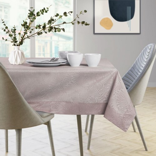 Dug vandafvisende 140x240 cm AmeliaHome Gaia - pudderlyserød, præget plantemønster