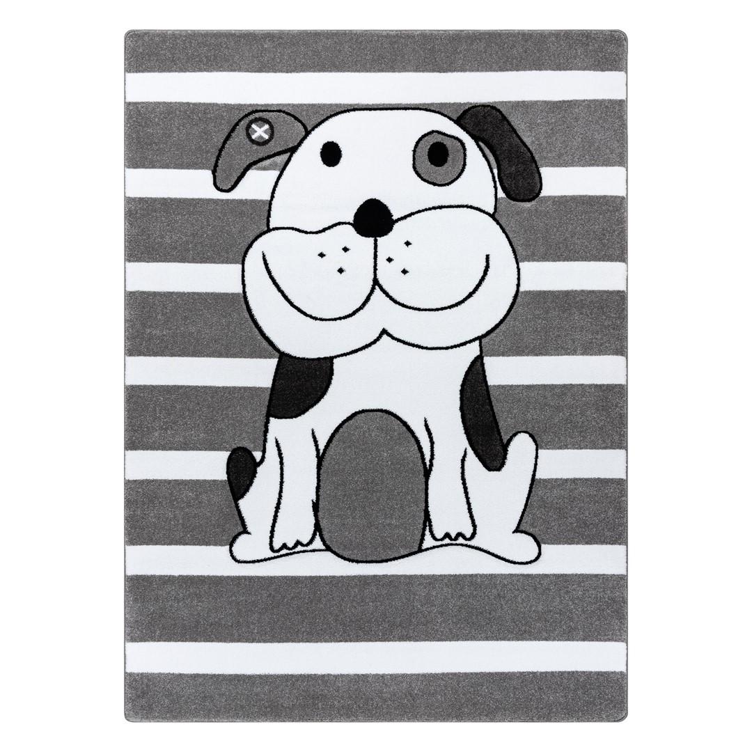 Gulvtæppe - Hakano Tinies Puppy, grå/hvid, 140 × 190 cm