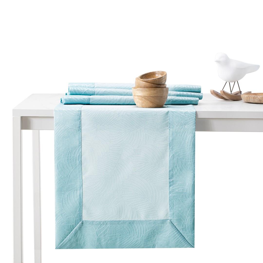 Bordløber AmeliaHome Gaia præget plantemotiv - blå 40×120 cm