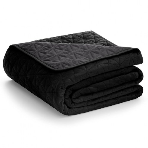 Sengetæppe – AmeliaHome Laila 220×240 cm, sort fløjl, glamour