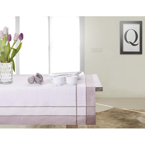 Bordløber Jedeka – brun, klassisk broderi, 40 × 160 cm