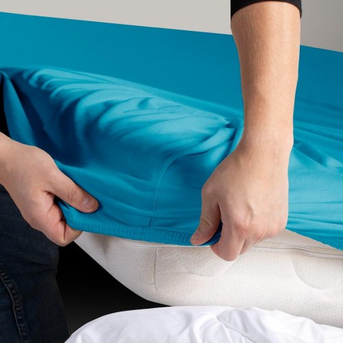 Stræklagen jersey 140–160x200 blå – DecoKing Amber