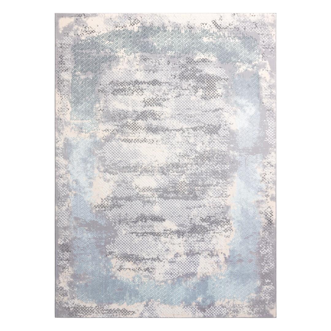 Gulvtæppe - Hakano Iona Frame, grå/blå, 80×150 cm