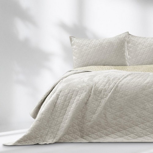 Sengetæppe fløjl Laila 170×210 lys beige - AmeliaHome