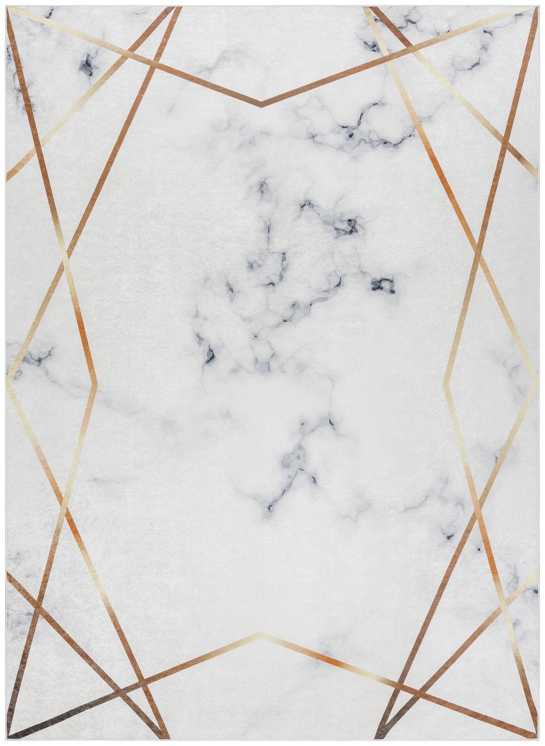 Gulvtæppe - Hakano Arlen Marble3, hvid marmor, 80×150 cm