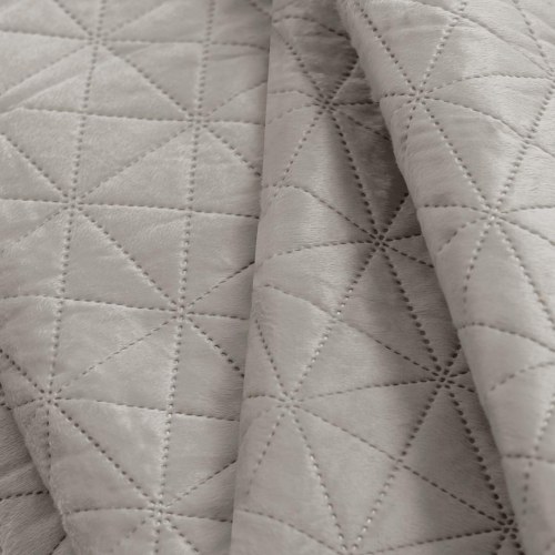 Sengetæppe 220x240 beige - AmeliaHome Laila, fløjl/polyester, glamour