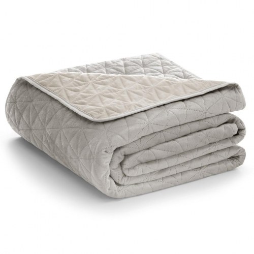 Sengetæppe 220x240 beige - AmeliaHome Laila, fløjl/polyester, glamour