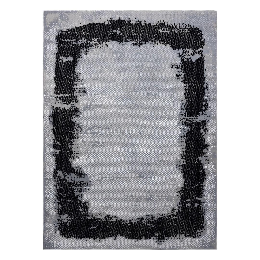 Gulvtæppe - Hakano Iona Frame, grå/sort 160×220 cm