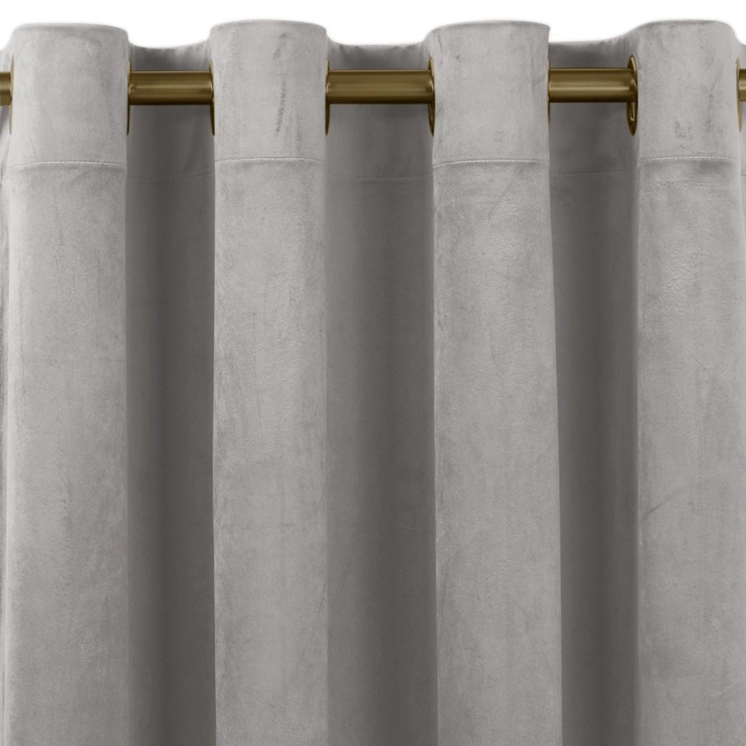 Mørklægningsgardin fløjl 135x245 cm grå - HOMEDE VILA med guldmetal-øskner