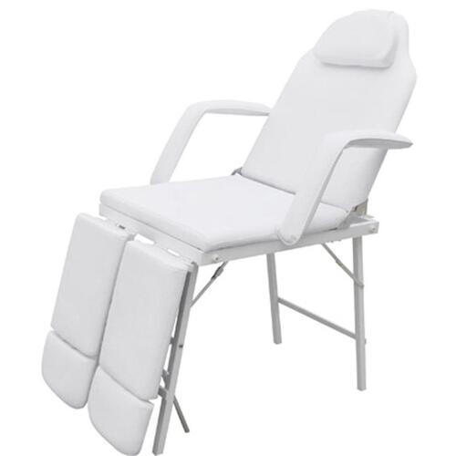 Mobil ansigtsbehandlingsstol kunstlæder 185 x 78 x 76 cm hvid