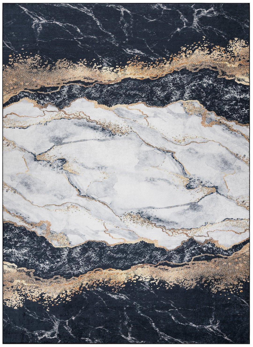 Gulvtæppe - Hakano Arlen Marble1, sort/marmor, 160×220 cm