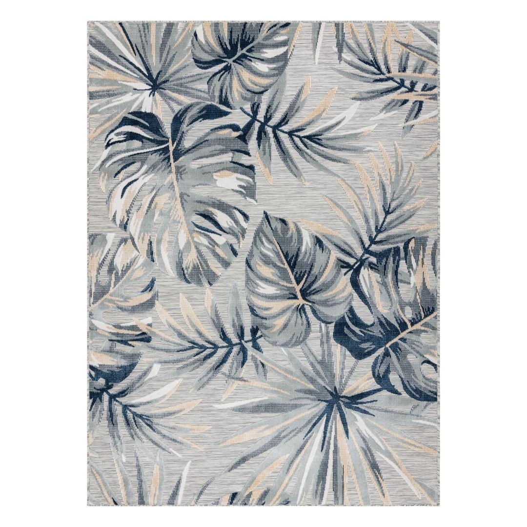 Gulvtæppe - Hakano Orla Monstera 2, grå, tropisk, 157×220 cm