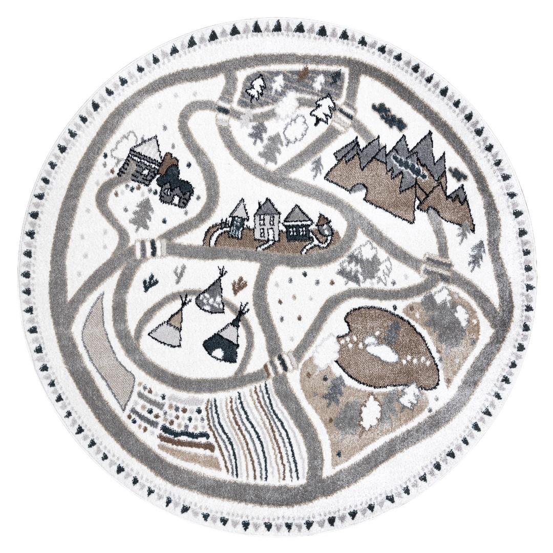 Rundt børnetæppe 160 cm Hakano BEO, cremefarvet