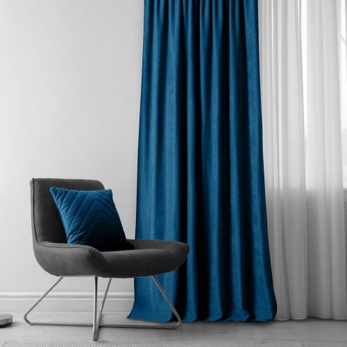 Mørklægningsgardin HOMÈDE MILANA – indigo, chenille, øskner, 140×175 cm