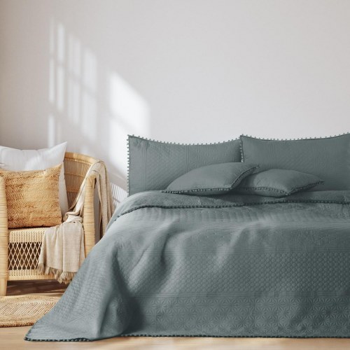 Sengetæppe i mikrofiber 240×260 grå - AmeliaHome Meadore