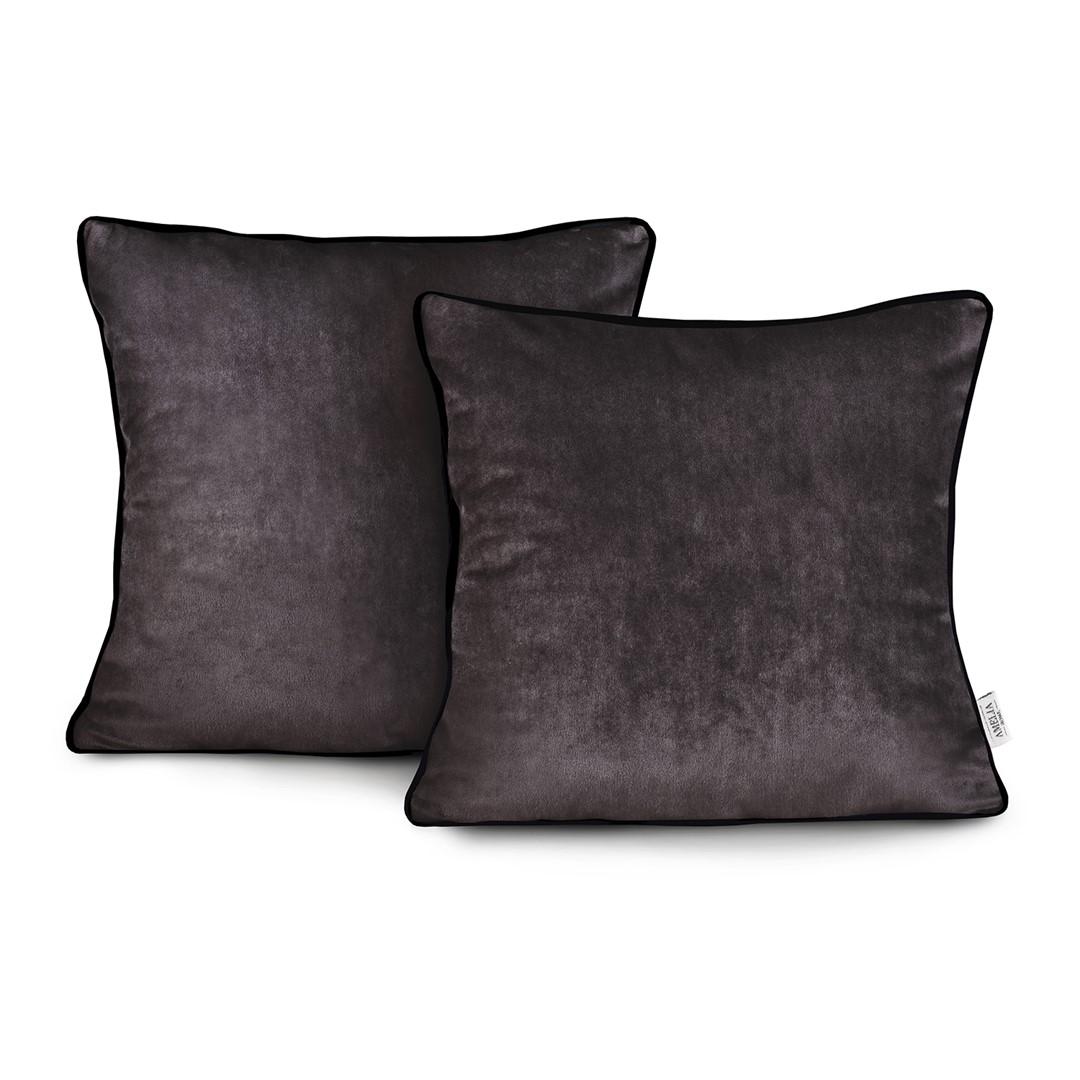 Pudebetræk fløjl 45x45 - brun/sort, glamour - AmeliaHome (2 stk)