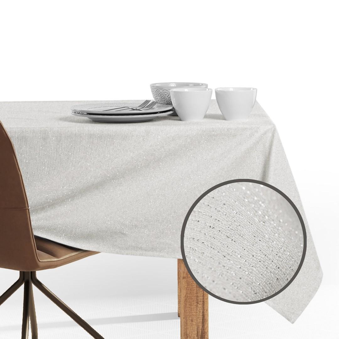 Dug rektangulær DecoKing Sparkle - creme/sølv, 120×180 cm