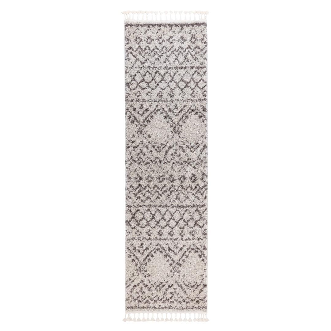 Gulvløber 70x200 cm - Hakano Welben Rabat, cremefarvet boho/aztec