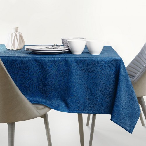 Dug indigo 155×450 cm - AmeliaHome Gaia, præget plantemønster