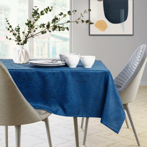 Dug indigo 155×450 cm - AmeliaHome Gaia, præget plantemønster