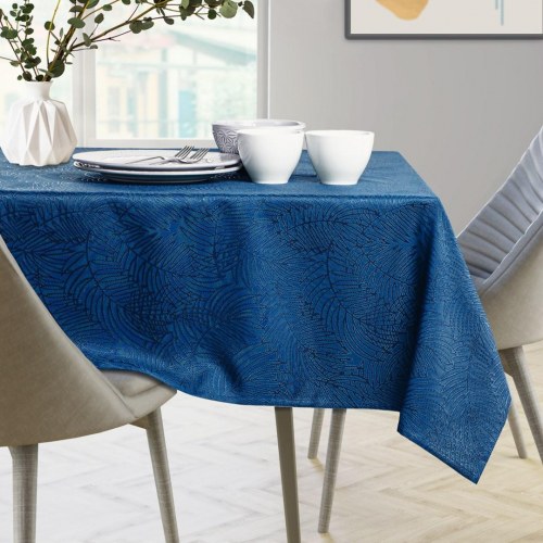 Dug indigo 155×450 cm - AmeliaHome Gaia, præget plantemønster