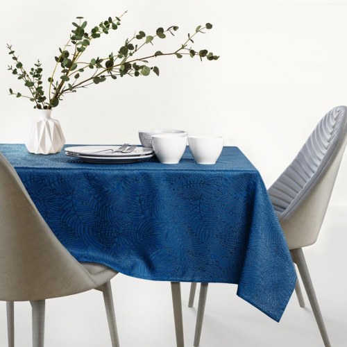 Dug indigo 155×450 cm - AmeliaHome Gaia, præget plantemønster