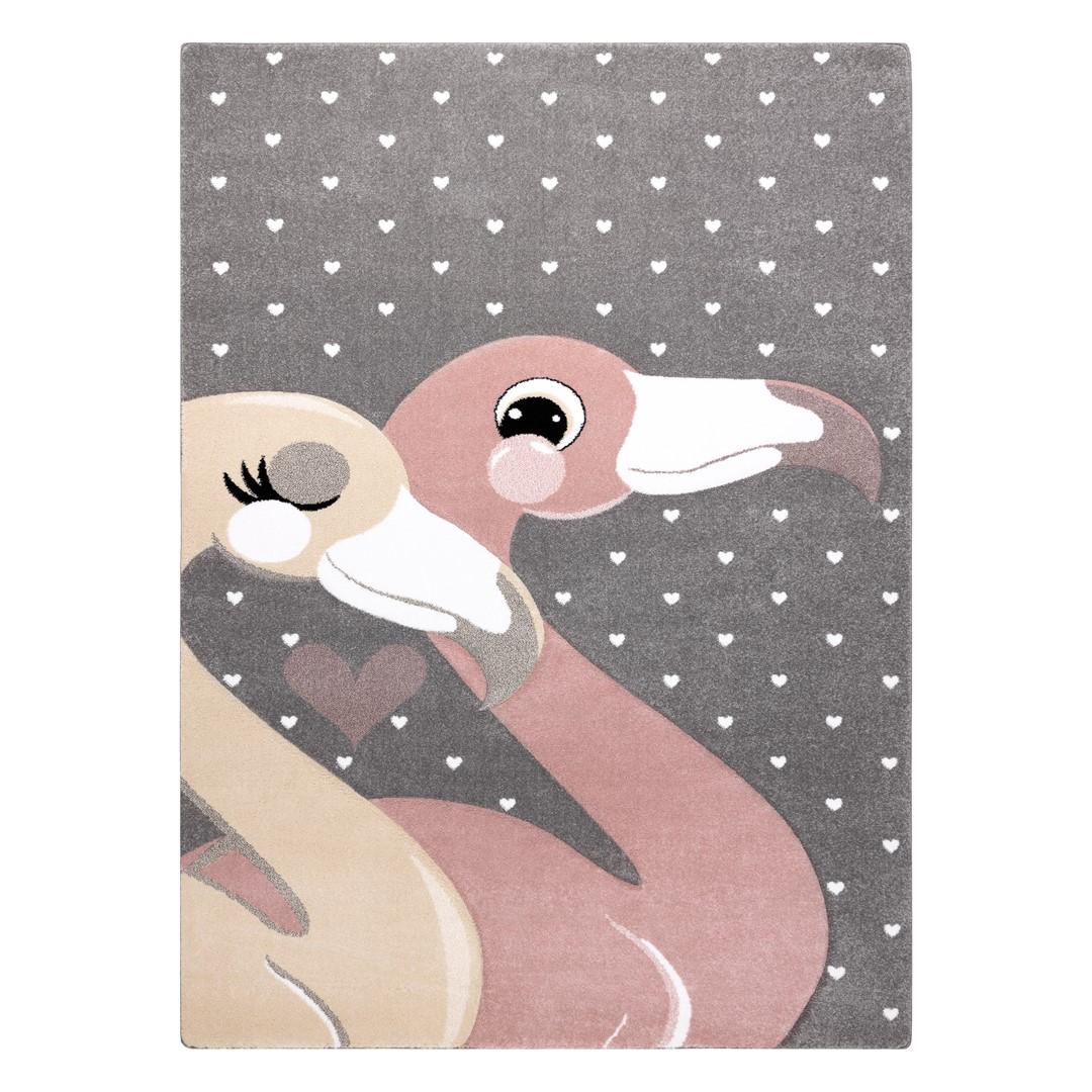Gulvtæppe til børneværelse Hakano Tinies Flamingos - grå 120×170 cm