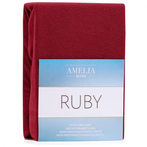 Lagen med elastik – Amelia Home RUBY, frotté, vinrød, 120–140×200 cm