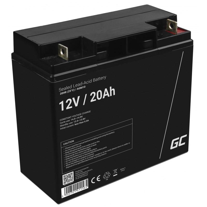 Batteri 12 V 20 Ah AGM - Green Cell AGM10, forseglet bly-syre (VRLA) billede