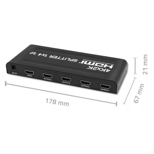 HDMI splitter 1x4 4K – Qoltec 51798, aktiv, 3,4 Gb/s