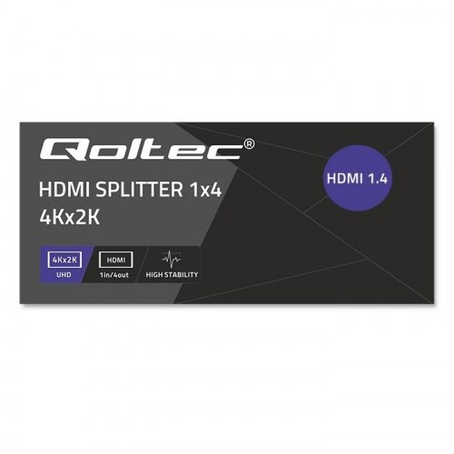 HDMI splitter 1x4 4K – Qoltec 51798, aktiv, 3,4 Gb/s