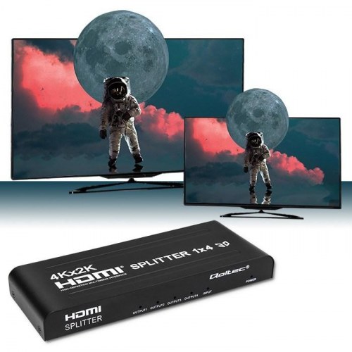 HDMI splitter 1x4 4K – Qoltec 51798, aktiv, 3,4 Gb/s
