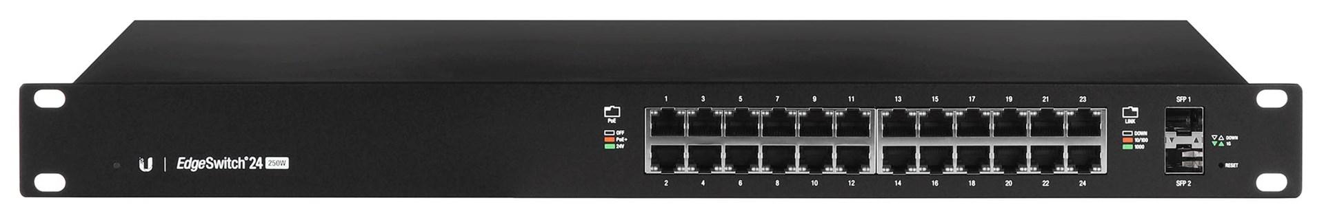Netværksswitch Ubiquiti EdgeSwitch 24-port PoE, L2/L3, Gigabit, 1U (sort)