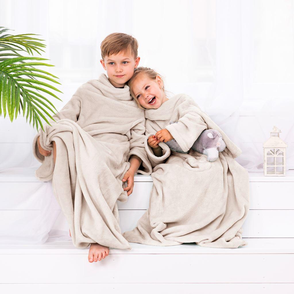 Børnesengetæppe med ærmer 90×105 cm - DecoKing Lazykids, cremefarvet