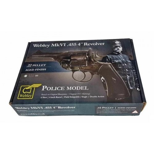 Luftpistol CO2 revolver WEBLEY MKVI .455, 5,5 mm, 6-skud, 4" løb, op til 17 J