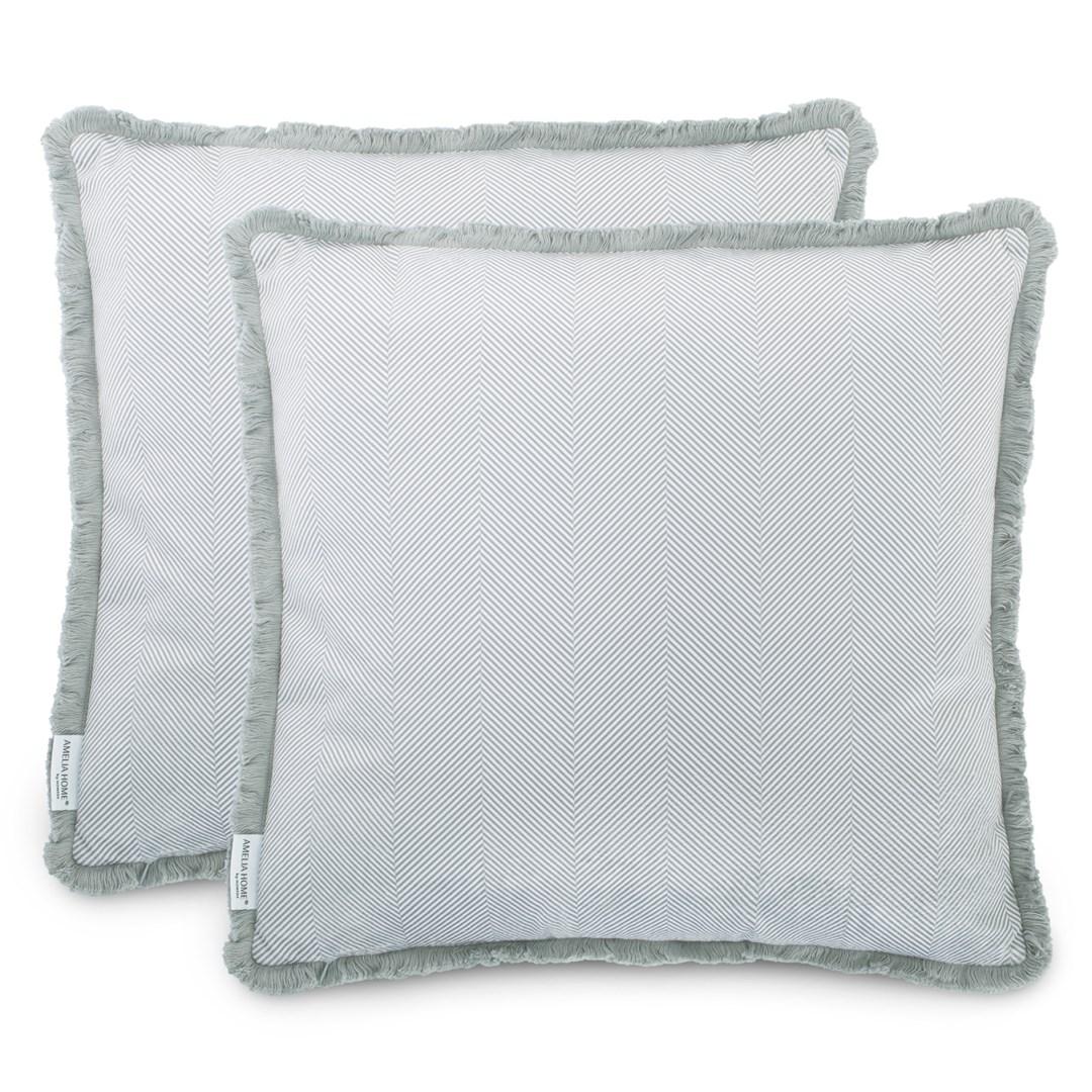 Pudebetræk 45x45 fløjl grå med frynser - AmeliaHome CLEAR (2 stk)