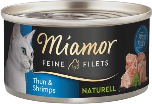 Vådfoder til kat – Miamor Feine Filets Naturell tun med rejer, 80 g