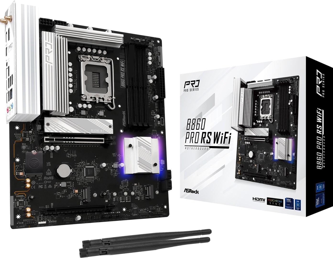 ASRock B860 Pro RS WiFi Bundkort - Intel B860 - Intel LGA1851 - DDR5 RAM - ATX