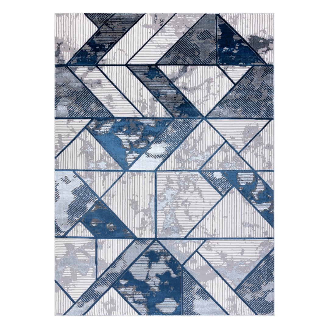 Gulvtæppe blå 140x190 - Hakano Welli Geometric 2
