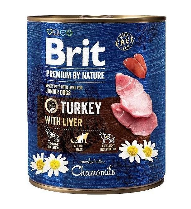 Hundefoder vådfoder Brit Premium by Nature Junior – Kalkun med lever, 800 g