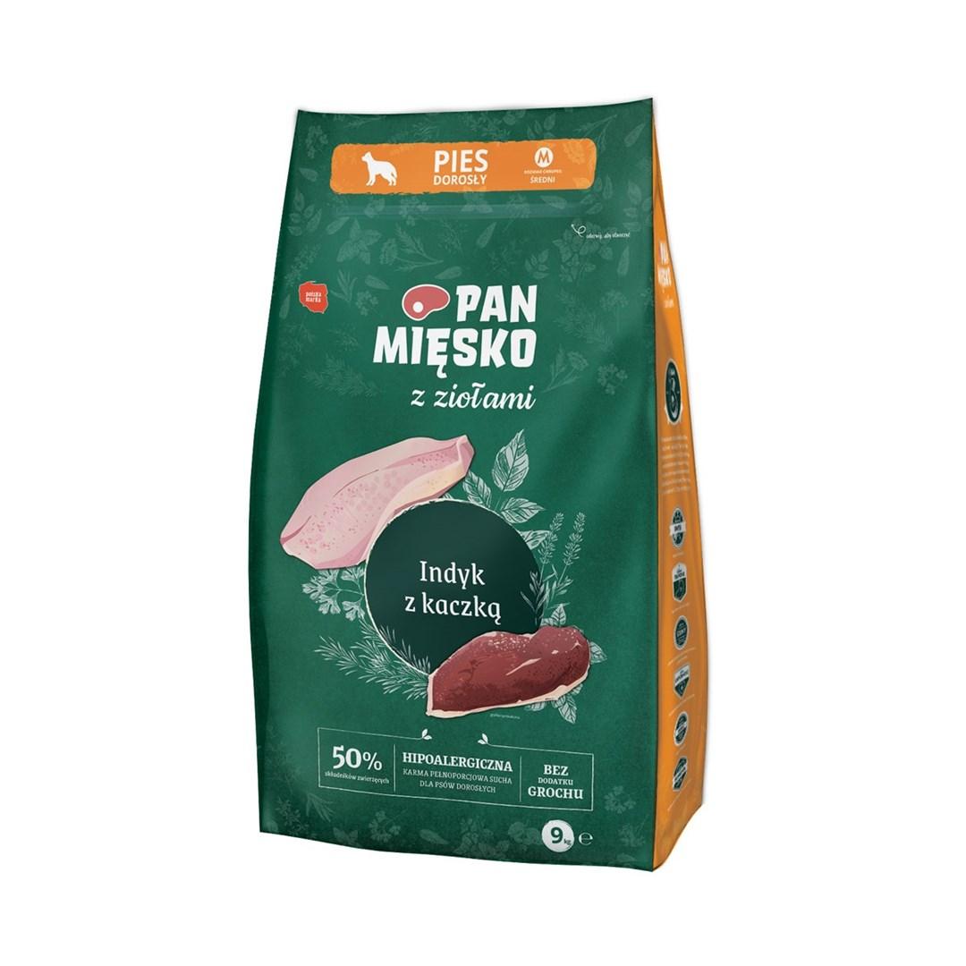 Hundefoder tørfoder PAN MIĘSKO med urter - Kalkun med and, M - 9 kg